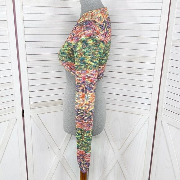 Gabrielle Union Marled Rainbow Knit Shrug Sweater Long Sleeve Multicolor Medium - Picture 2 of 12